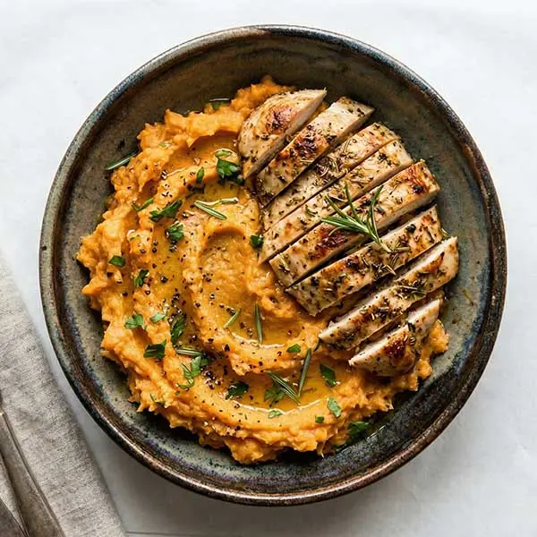 Italian roast chicken with Mashed Sweet Potato